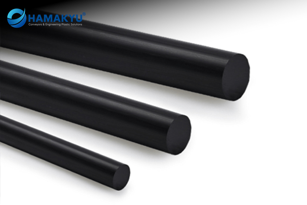 Cây nhựa tròn màu đen Techtron® GF40 PPS kích thước 100x3000mm, xuất xứ: MCAM/Bỉ