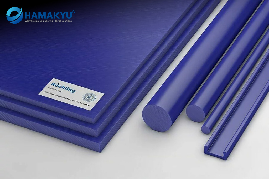 Tấm nhựa màu xanh blue LubX® CV UHMW-PE/PE 1000 kích thước 25x1250x3000mm, xuất xứ: Roechling/Đức
