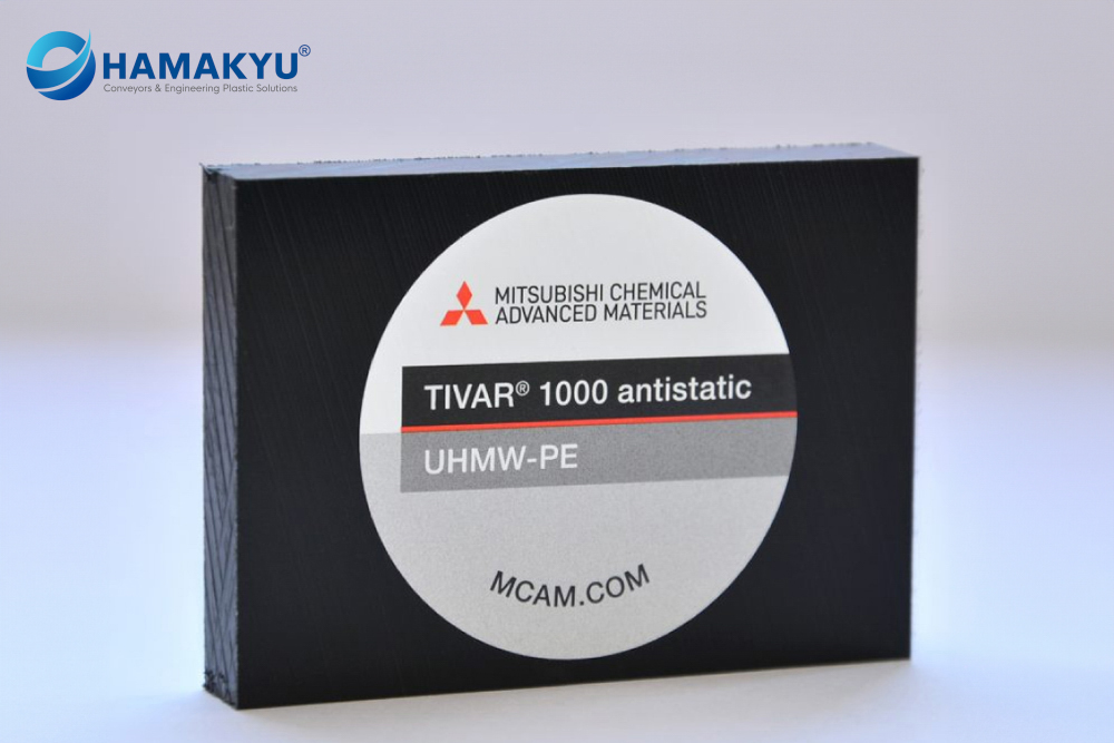 [132010457] Tấm nhựa màu đen TIVAR® 1000 antistatic UHMW-PE kích thước 20x1220x3050mm, xuất xứ: MCAM/Đức (Tấm, Kích thước tiêu chuẩn, 20x1220x3050mm)