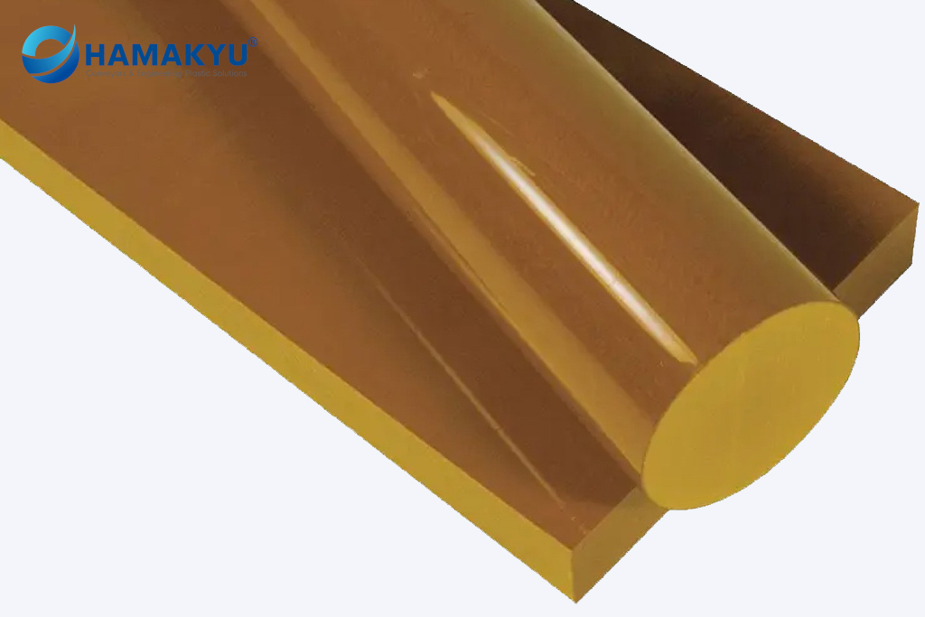 Cây nhựa rỗng màu vàng hoàng thổ Duratron® T4503 PAI kích thước ID44.45xOD76.2-L153mm, xuất xứ: MCAM/Mỹ